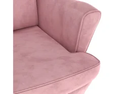 Sillón orejero y taburete de terciopelo rosa
