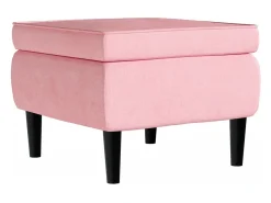 Sillón orejero y taburete de terciopelo rosa