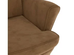 Sillón orejero y taburete de terciopelo marrón