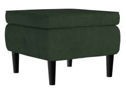 Sillón orejero y taburete de terciopelo verde oscuro