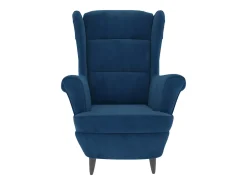 Sillón orejero y taburete de terciopelo azul