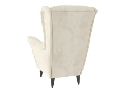 Sillón orejero y taburete de terciopelo crema
