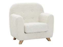 Sillón para niños nórdico de borreguillo blanco y madera clara NORKID