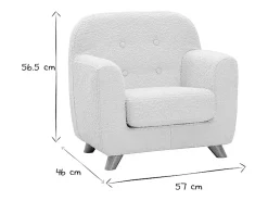 Sillón para niños nórdico de borreguillo blanco y madera clara NORKID