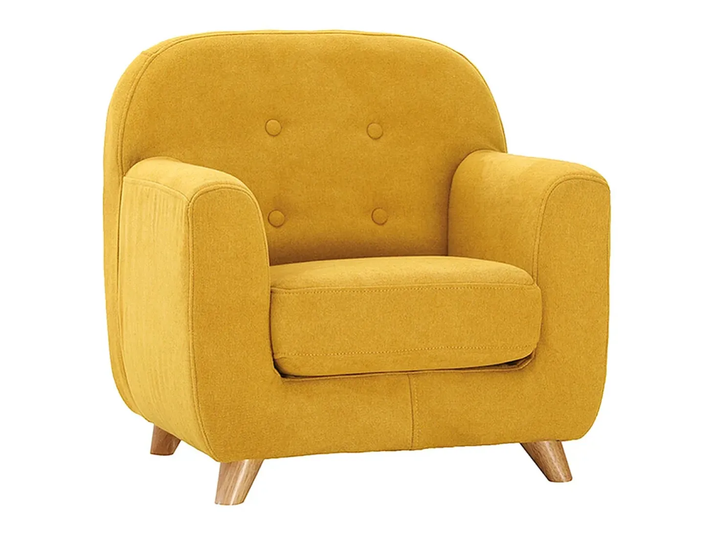 Sillón para niños nórdico tejido efecto aterciopelado amarillo mostaza NORKID