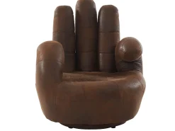 Sillón pivotante con forma de mano de microfibra envejecida CATCHY