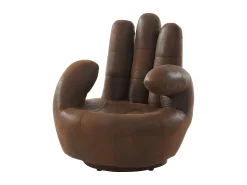 Sillón pivotante con forma de mano de microfibra envejecida CATCHY