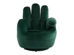 Sillón pivotante con forma de mano CATCHY terciopelo verde