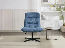 Sillón pivotante de tela jaspeado color azul SELENDO