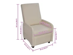 Sillón plegable de cuero sintético color crema