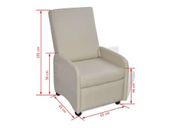 Sillón plegable de cuero sintético color crema