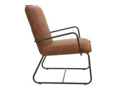 Sillón polipiel marrón y estructura metal negra MERCY