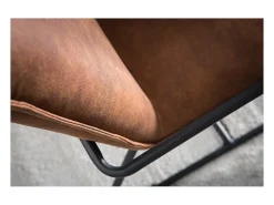 Sillón polipiel marrón y estructura metal negra MERCY