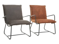 Sillón polipiel marrón y estructura metal negra MERCY
