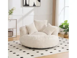 Sillón puf de pana - Con 3 cojines - Beige