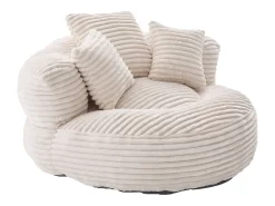 Sillón puf de pana - Con 3 cojines - Beige