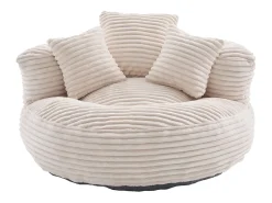 Sillón puf de pana - Con 3 cojines - Beige