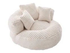 Sillón puf de pana - Con 3 cojines - Beige