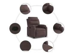 Sillón reclinable de tela marrón oscuro