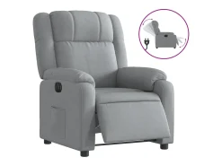 Sillón reclinable eléctrico tela gris claro