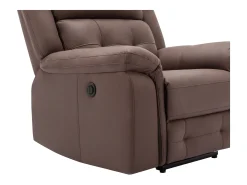 Sillón reclinable eléctrico de microfibra con aspecto de cuero envejecido marrón ORTIANO