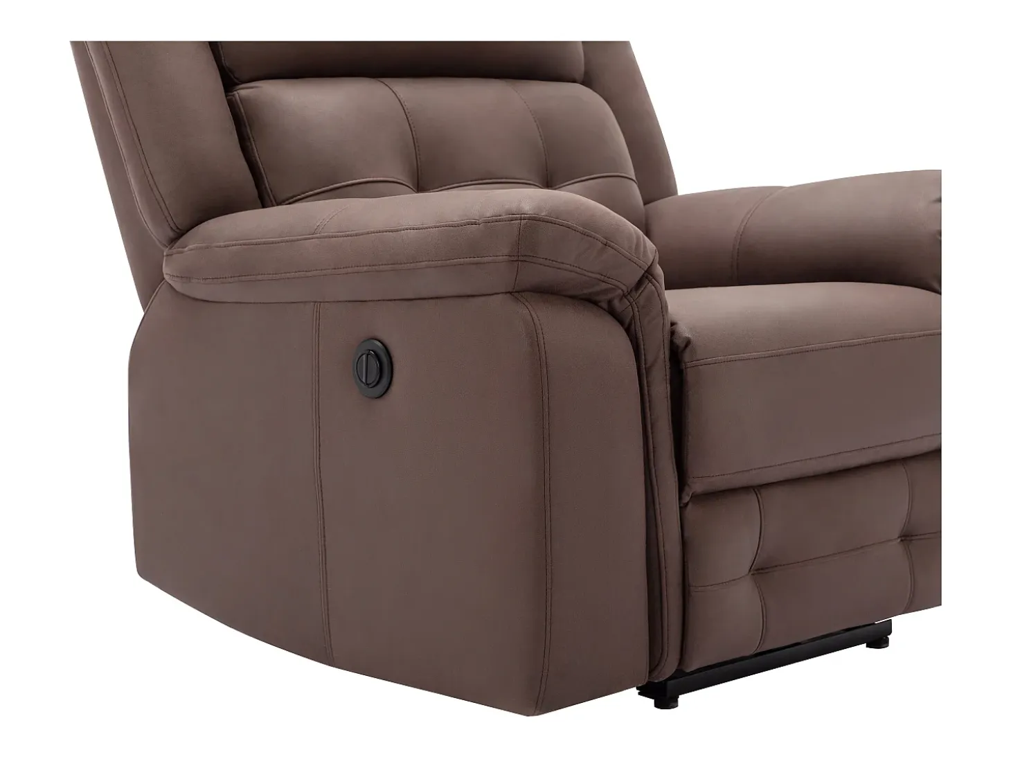 Sillón reclinable eléctrico de microfibra con aspecto de cuero envejecido marrón ORTIANO