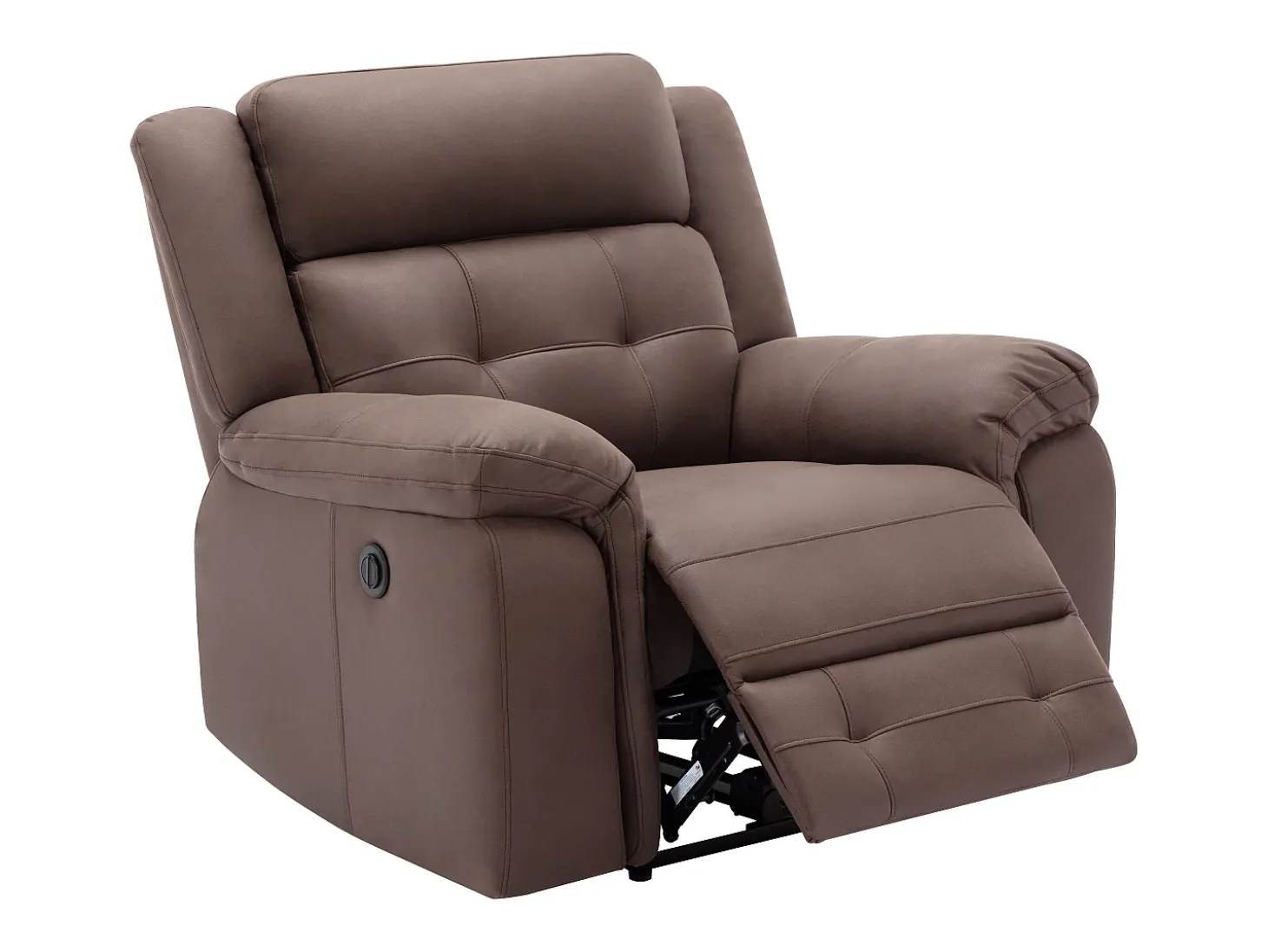 Sillón reclinable eléctrico de microfibra con aspecto de cuero envejecido marrón ORTIANO