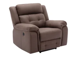Sillón reclinable eléctrico de microfibra con aspecto de cuero envejecido marrón ORTIANO
