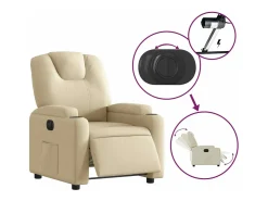 Sillón reclinable eléctrico de tela crema