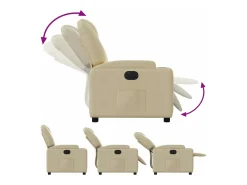 Sillón reclinable eléctrico de tela crema