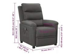 Sillón reclinable eléctrico de tela gris oscuro