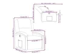Sillón reclinable eléctrico de cuero auténtico blanco crema