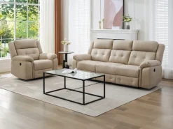 Sillón reclinable eléctrico de microfibra beige ORTIANO