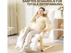 Sillón reclinable, funda suave de sherpa, poliéster, color blanco, con reposapiés ajustable (67x93-114x105 cm)