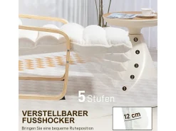 Sillón reclinable, funda suave de sherpa, poliéster, color blanco, con reposapiés ajustable (67x93-114x105 cm)