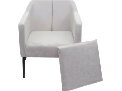 Sillón reclinable MCW-H93a, tela/textil crema-beige