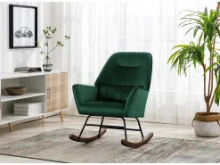 Sillón reclinable tapizado en terciopelo con soporte lumbar, ideal para sala de estar y dormitorio infantil, color verde