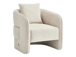 Sillón redondeado de tela jaspeada color beige LANITO
