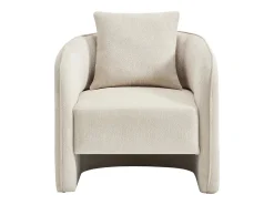 Sillón redondeado de tela jaspeada color beige LANITO