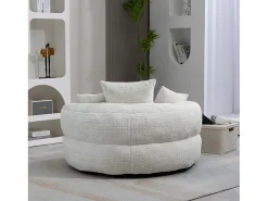 Sillón relax con respaldo alto y asiento de chenilla beige, para adultos y niños (108 x 108 x 52 cm)