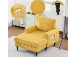 Sillón Relax de 1 Plaza en Chenilla - Respaldo Envolvente, Asiento Extra Profundo 100cm, Estructura 250kg - Para Salón, Oficina o Balcón - Patas de Madera Maciza
