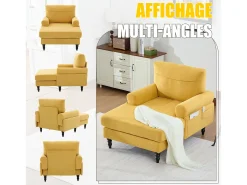 Sillón Relax de 1 Plaza en Chenilla - Respaldo Envolvente, Asiento Extra Profundo 100cm, Estructura 250kg - Para Salón, Oficina o Balcón - Patas de Madera Maciza