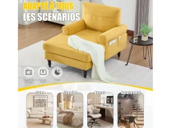 Sillón Relax de 1 Plaza en Chenilla - Respaldo Envolvente, Asiento Extra Profundo 100cm, Estructura 250kg - Para Salón, Oficina o Balcón - Patas de Madera Maciza