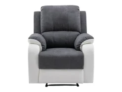 Sillón relax de microfibra y piel sintética gris y blanco BRODY