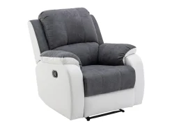 Sillón relax de microfibra y piel sintética gris y blanco BRODY