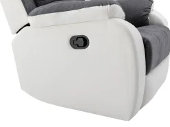 Sillón relax de microfibra y piel sintética gris y blanco BRODY