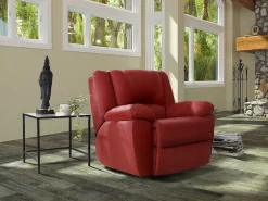 Sillón relax de piel de becerro en color rojo AROMA