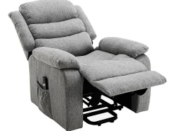 Sillón relax eléctrico de tela gris claro NADINE