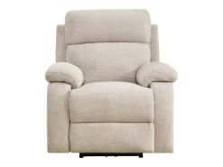 Sillón relax eléctrico masajeador en chenilla beige KOCENI