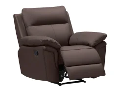 Sillón relax mecánico de piel de búfalo marrón PAKITA